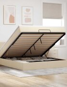 vidaXL Османска легло с матрак и LED кремаво 180x200 см плат