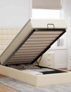 vidaXL Османска легло с матрак и LED кремаво 80x200 см плат