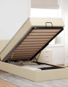 vidaXL Османска легло с матрак и LED кремаво 80x200 см плат
