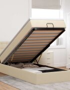vidaXL Османска легло с матрак и LED кремаво 90x190 см плат