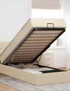 vidaXL Османска легло с матрак и LED кремаво 90x200 см плат