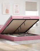 vidaXL Османска легло с матрак и LED розово 160x200 см кадифе