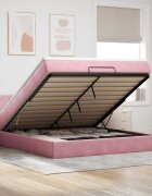 vidaXL Османска легло с матрак и LED розово 180x200 см кадифе