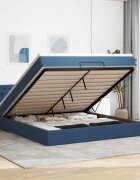 vidaXL Османска легло с матрак и LED синьо 160x200 см плат