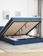 vidaXL Османска легло с матрак и LED синьо 180x200 см плат