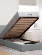 vidaXL Османска легло с матрак и LED светлосиво 100x200 см плат