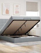 vidaXL Османска легло с матрак и LED светлосиво 160x200 см плат