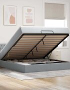 vidaXL Османска легло с матрак и LED светлосиво 180x200 см плат
