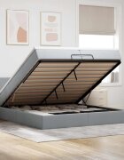 vidaXL Османска легло с матрак и LED светлосиво 200x200 см плат