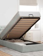 vidaXL Османска легло с матрак и LED светлосиво 80x200 см кадифе