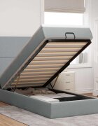vidaXL Османска легло с матрак и LED светлосиво 80x200 см плат