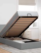 vidaXL Османска легло с матрак и LED светлосиво 80x200 см плат