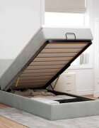 vidaXL Османска легло с матрак и LED светлосиво 90x190 см кадифе