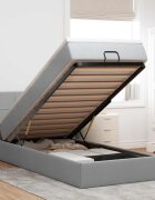 vidaXL Османска легло с матрак и LED светлосиво 90x200 см плат