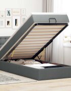 vidaXL Османска легло с матрак и LED тъмносиво 100x200 см плат