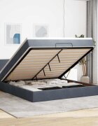 vidaXL Османска легло с матрак и LED тъмносиво 180x200 см кадифе