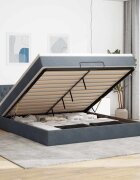 vidaXL Османска легло с матрак и LED тъмносиво 180x200 см кадифе