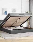 vidaXL Османска легло с матрак и LED тъмносиво 180x200 см плат