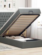 vidaXL Османска легло с матрак и LED тъмносиво 90x190 см плат