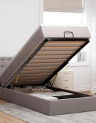 vidaXL Османска легло с матрак и LED таупе 90x200 см плат