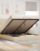 vidaXL Османска легло с матрак кремаво 160x200 см плат
