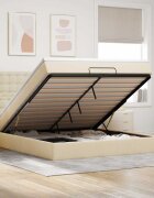 vidaXL Османска легло с матрак кремаво 160x200 см плат