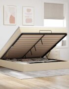 vidaXL Османска легло с матрак кремаво 160x200 см плат