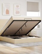 vidaXL Османска легло с матрак кремаво 160x200 см плат