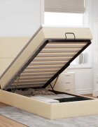 vidaXL Османска легло с матрак кремаво 90x200 см плат
