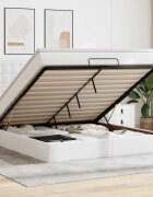 vidaXL Османска легло с матрак&LED бяло 180x200 см изкуствена кожа