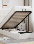 vidaXL Османска легло с матрак&LED бяло 80x200 см изкуствена кожа
