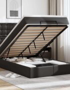 vidaXL Османска легло с матрак&LED черно 120x200 см изкуствена кожа