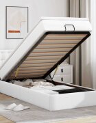 vidaXL Османска легло с матрак&LED чисто бяло 90x190см изкуствена кожа