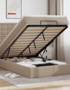 vidaXL Османска легло с матрак&LED капучино 120x200 см изкуствена кожа