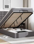 vidaXL Османска легло с матрак&LED сиво 120x200 см изкуствена кожа