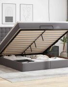 vidaXL Османска легло с матрак&LED сиво 180x200 см изкуствена кожа
