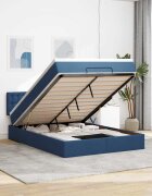 vidaXL Османска легло с матрак синьо 140x200 см плат