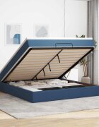 vidaXL Османска легло с матрак синьо 160x200 см плат