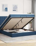 vidaXL Османска легло с матрак синьо 160x200 см плат