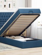 vidaXL Османска легло с матрак синьо 90x200 см плат