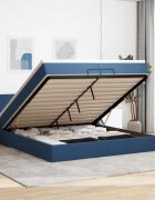 vidaXL Османска легло с матрак синя 200x200 см плат