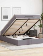 vidaXL Османска легло с матрак сиво 140x200 см изкуствена кожа