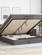 vidaXL Османска легло с матрак сиво 180x200 см изкуствена кожа