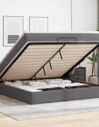 vidaXL Османска легло с матрак сиво 180x200 см изкуствена кожа
