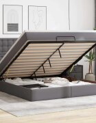 vidaXL Османска легло с матрак сиво 180x200 см изкуствена кожа