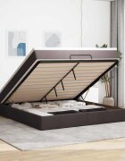 vidaXL Османска легло с матрак тъмнокафяво 160x200 см плат