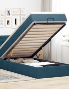 vidaXL Османска легло с матрак тъмносиньо 90x200 см кадифе