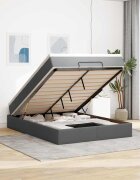 vidaXL Османска легло с матрак тъмносиво 140x200 см плат