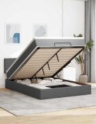 vidaXL Османска легло с матрак тъмносиво 140x200 см плат