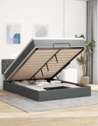 vidaXL Османска легло с матрак тъмносиво 140x200 см плат